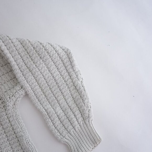 Vintage '90s St John's Bay White Cotton Blend Terry Cloth Knit Crewneck Sweater - Picture 4 of 8